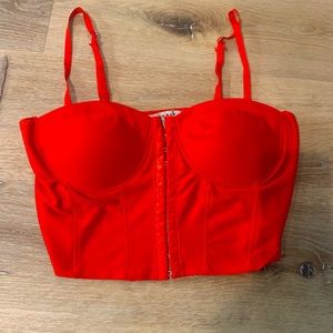 Red Cropped Corset Top